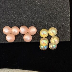 Vintage earrings Sterling pink moon glow & Soap Bubble Bead screw back earrings